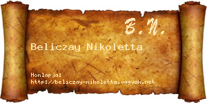 Beliczay Nikoletta névjegykártya